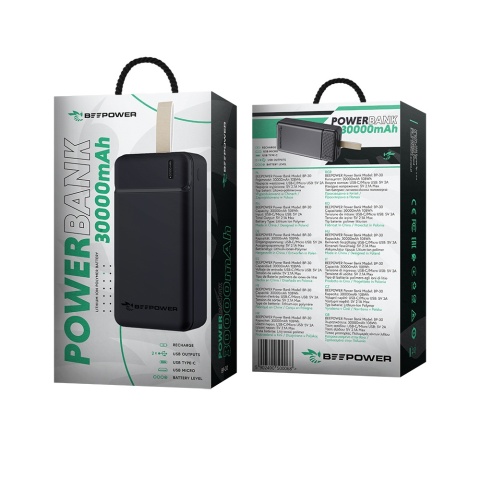 BeePower Power Bank - BP-30 30000mAh 2.1A 2 x USB czarny