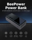 BeePower Power Bank - BP-30PD 30000mAh 22.5W PD USB-C + 2 x USB3.0 czarny