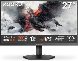 KOORUI G2711P 27-calowy monitor gamingowy, 1 ms 200 Hz FHD IPS HDR400 PC, 100% SRGB Adaptive Sync VESA 75 x 75 mm