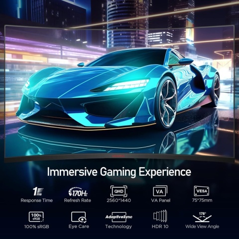 Koorui G3221sc UltraWide QHD 2560 x 1440p, 170 Hz 1500R VA, Adptivesync HDR 10 HDMI