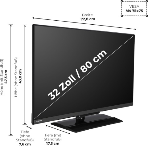 Telewizor LED Toshiba 32LV3E63DA 32" Full HD czarny