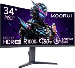 Monitor LED Koorui 34E6UC UWQHD 3440 x 1440, 180 Hz