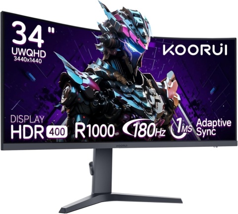 Monitor LED Koorui 34E6UC UWQHD 3440 x 1440, 180 Hz